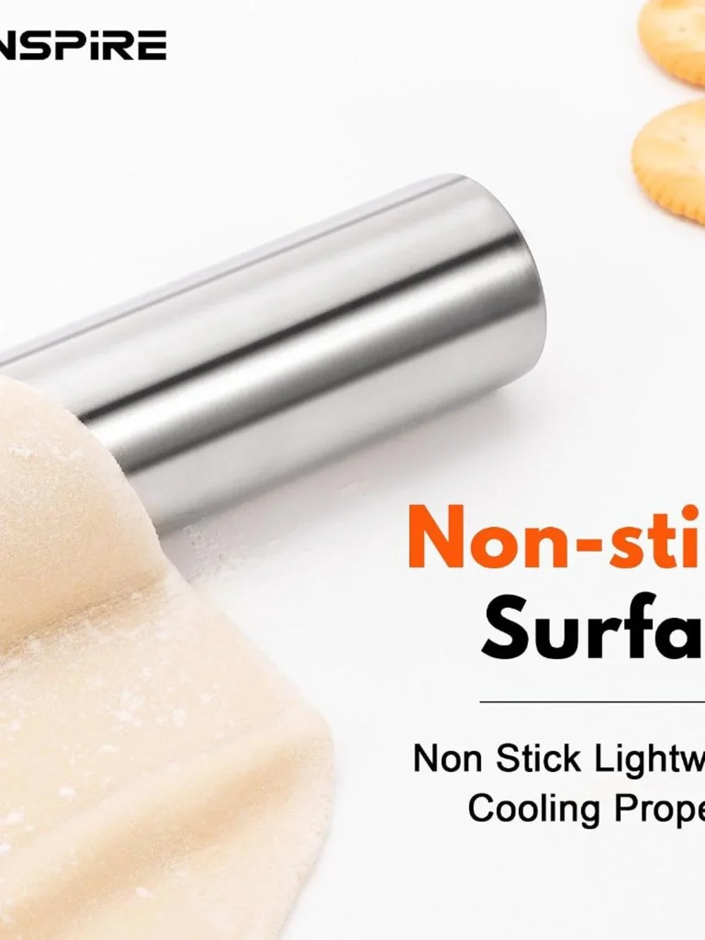 304 Stainless Steel Dishwasher Safe Rolling Pin